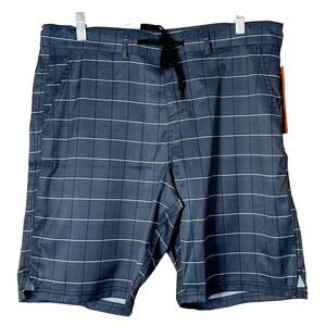 NEW Dry Dudz Men’s Navy Plaid Boardshorts Swim Trunks, Size 34